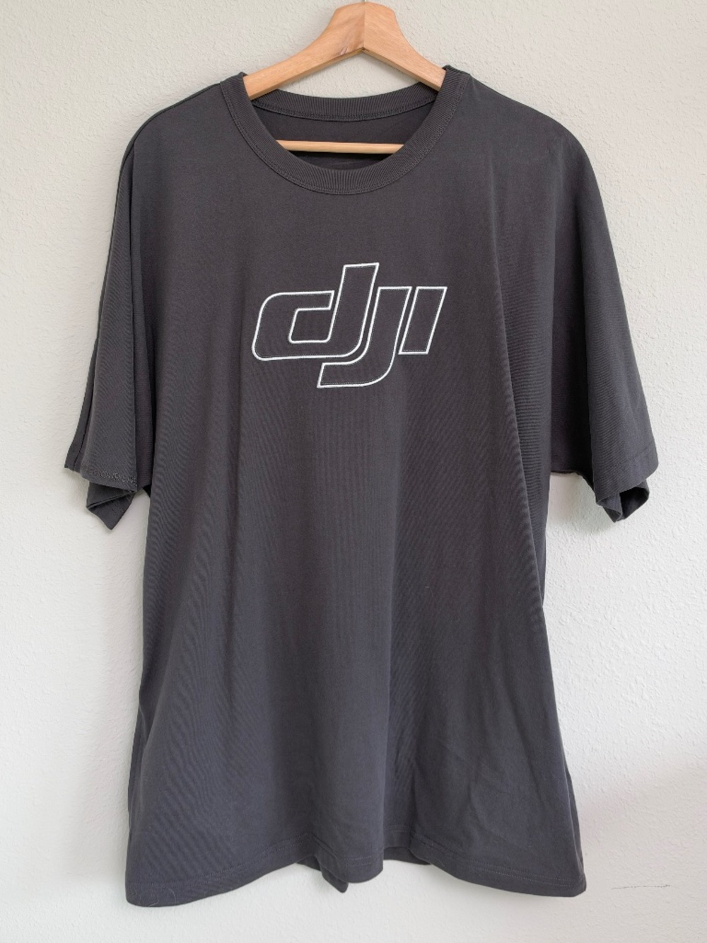 DJI Men's Charcoal Gray Logo Graphic T-Shirt 100% Cotton Size XL